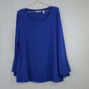 ISAAC MIZRAHI BLUE LONG SLEEVE TOP SIZE MEDIUM